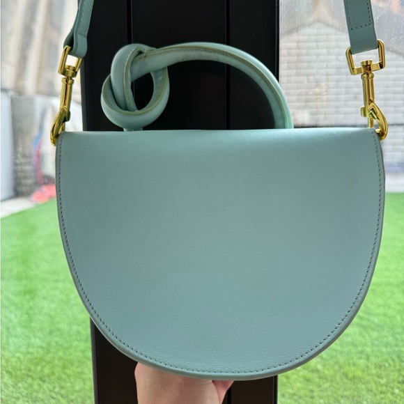 ❄️❄️✨ YUZEFI Pretzel Bag Tiffany Blue Leather Crossbody✨ Made in Spain - Picture 12 of 12